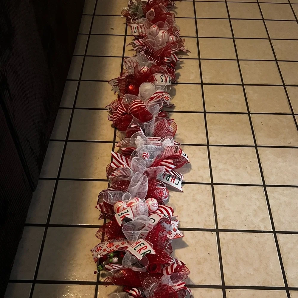 Red and White Holiday Garland for Festive Decor
